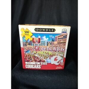 DOWDLE FOLK ART JIGSAW PUZZLE WASHINGTON STATE COUGARS 500 Pieces 16" X  20"